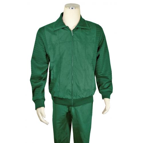 Bagazio Hunter Green Microsuede / Sweater Zip-Up Bomber Jacket Outfit BM2185